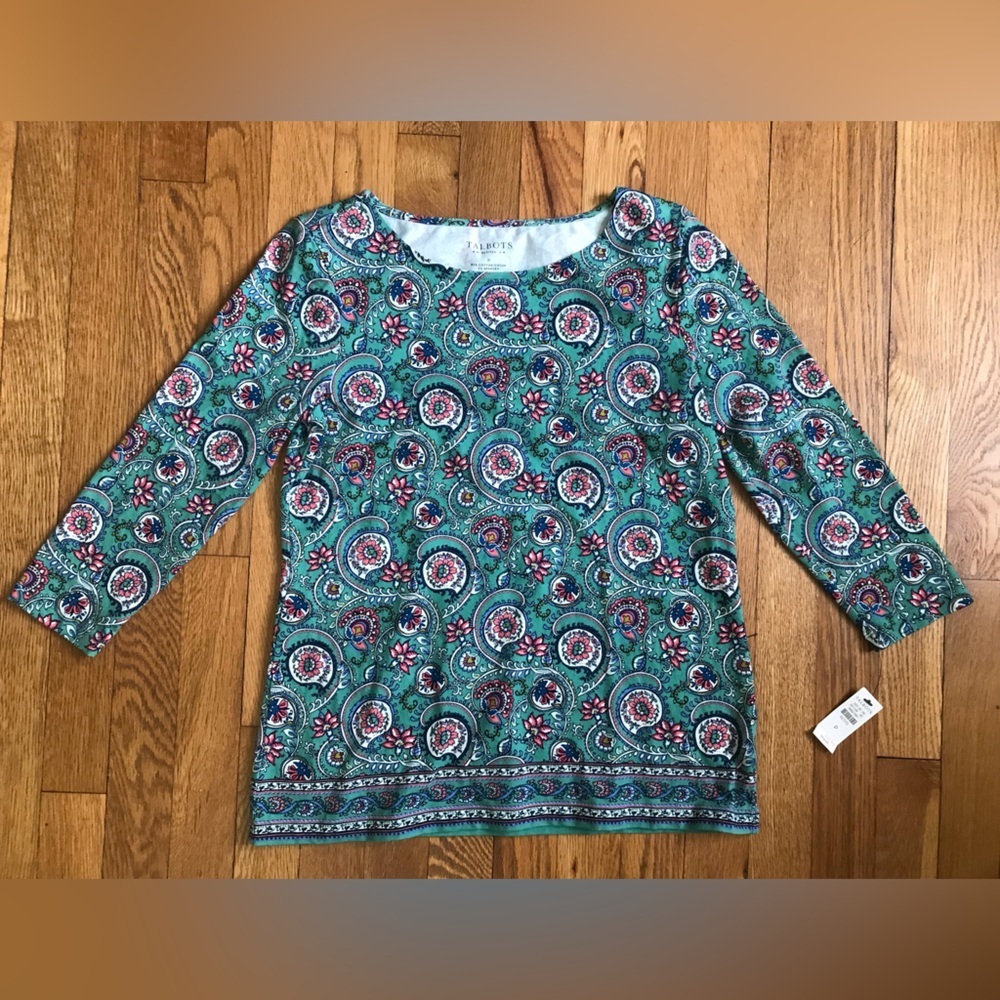Talbots Women’s Petite Paisley Cotton Shirt - NWT‎